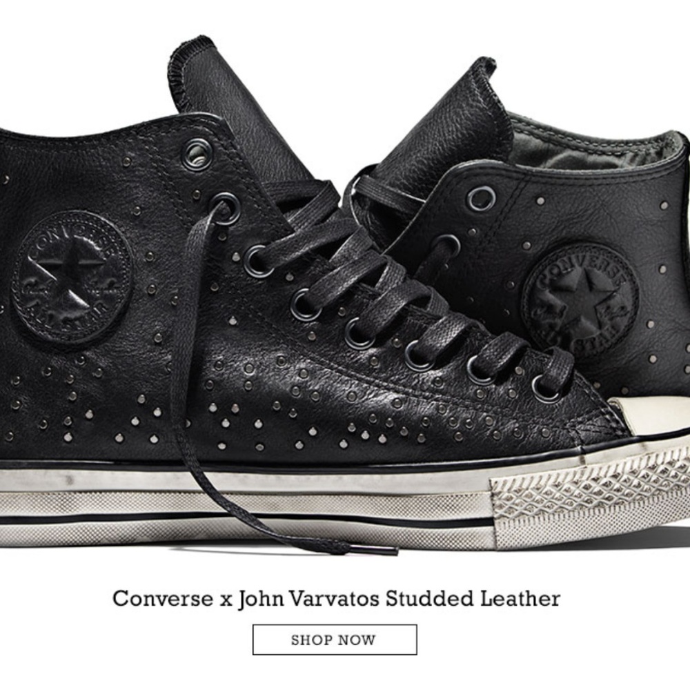 Pre-owned Converse Studded Black Leather Size 6